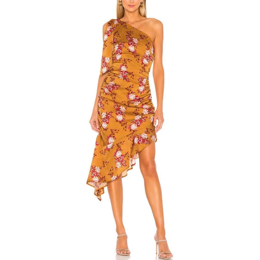 Majorelle Floral Asymmetrical Midi Dress in Countryside Multi Size S
